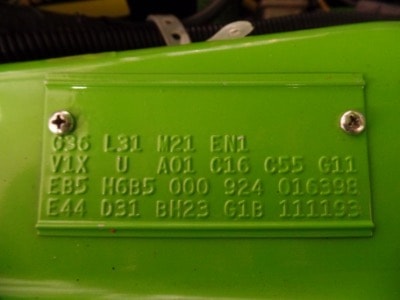 Fender tag from the imposter 1971 Plymouth Cuda — VIN data plate showing broadcast codes that contradict the claimed Phantasm provenance