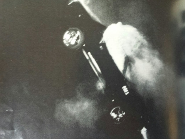 Black-and-white behind-the-scenes Phantasm II Cuda stunt photograph